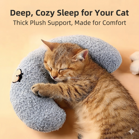 U-Shaped Cat Pillow – Soft Plush Neck Support Bed