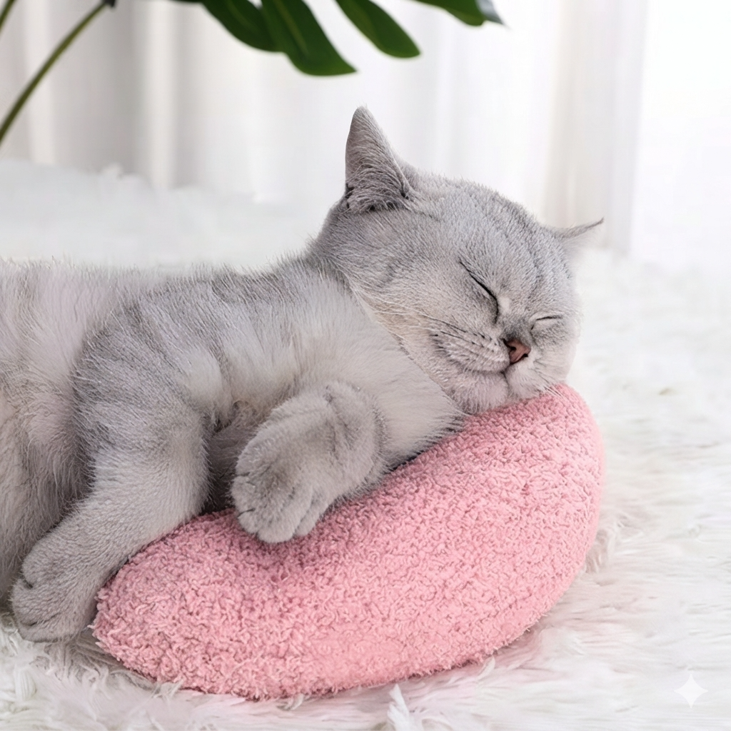 U-Shaped Cat Pillow – Soft Plush Neck Support Bed