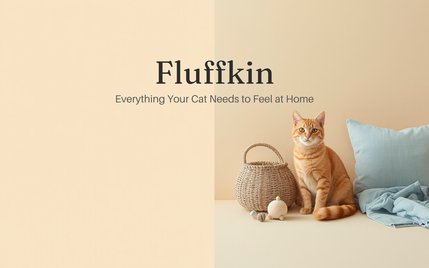 Orange tabby cat sleeping comfortably on Fluffkin's U-shaped plush pillow
